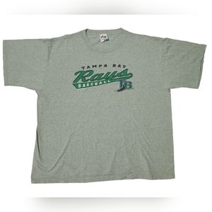 Vintage Tampa Bay Rays Shirt Men Gray XXL MLB Short Sleeve Majestic